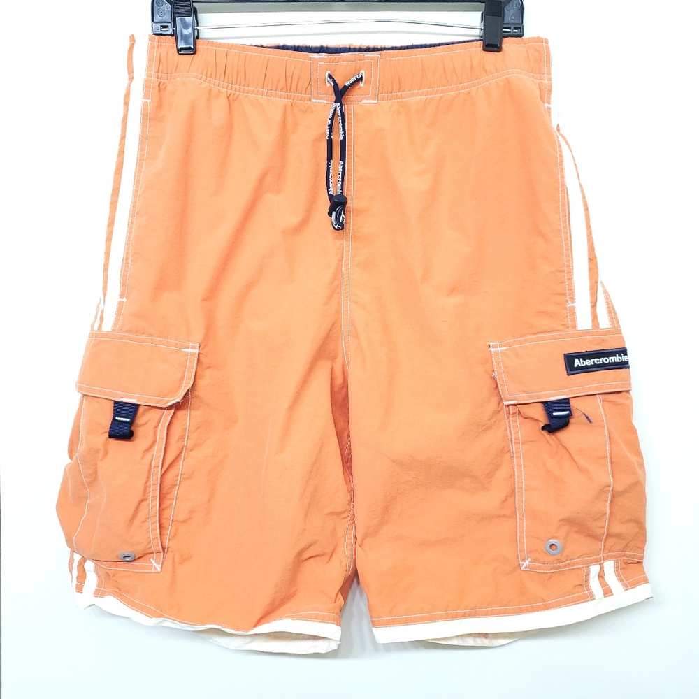 Abercrombie & Fitch VTG Board Shorts Men's Size Medium Cargo Orange - Picture 1 of 6